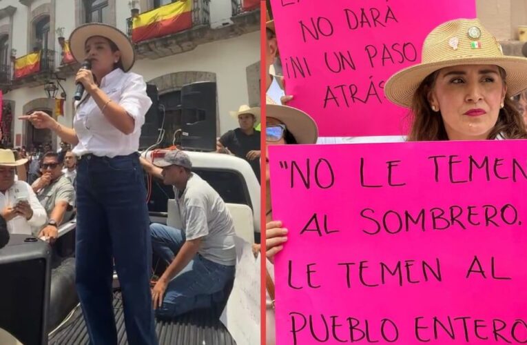 Grecia Quiroz encabeza protesta contra reforma electoral en Michoacán