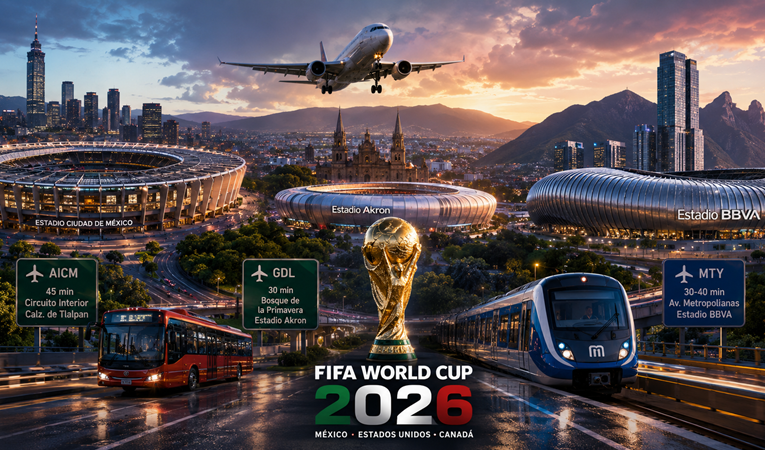 Logística de transporte y tiempos de traslado para sedes del Mundial 2026